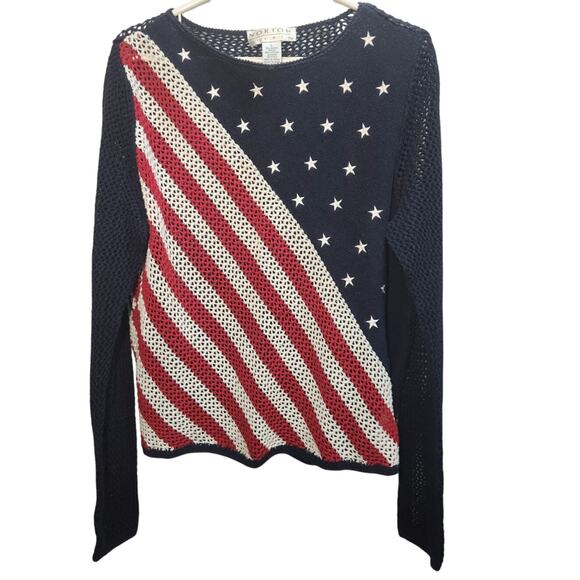 Norton Studio patriotic open knit pullover sweater size large - Picture 1 of 5